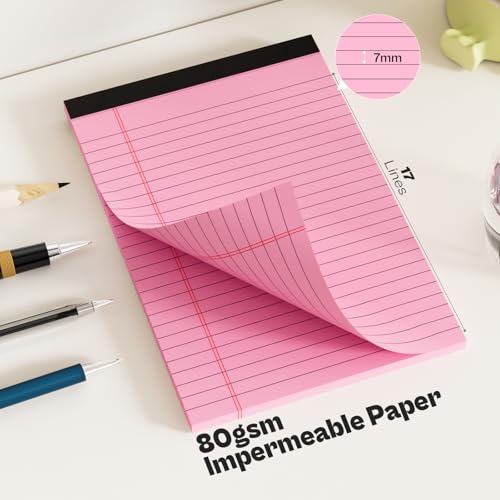 image for Nichela 4 Pack Note Pads 5 x 8 Inch Pink Small Legal Pads 5 x 8 Colore