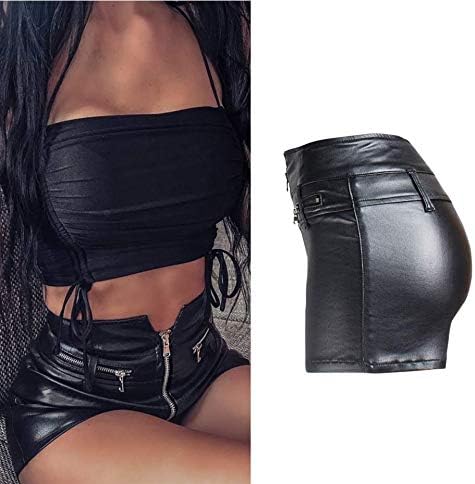 NASUN Womens Casual Faux Leather Shorts High Waist Stretch Disco PU Coated Shorts - Image 6