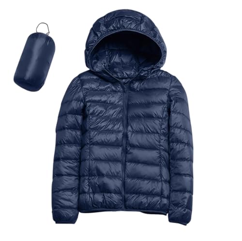 ZHIAN Chaqueta De Entretiempo For Mujer Con Capucha, Chaqueta De Plumón, Chaqueta Softshell Cálida, Chaqueta For Exteriores, Chaqueta Con Capucha, Abrigo Acolchado, Chaqueta Con Capucha(Navy blue,S)