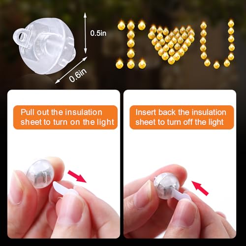 Image of 50pcs Warm White LED Mini Round Flashing Balloon Lights Long Standby Time Reusable Waterproof Balloons Lights with Hook for Balloon Paper Lantern Party Wedding Birthday Decorations