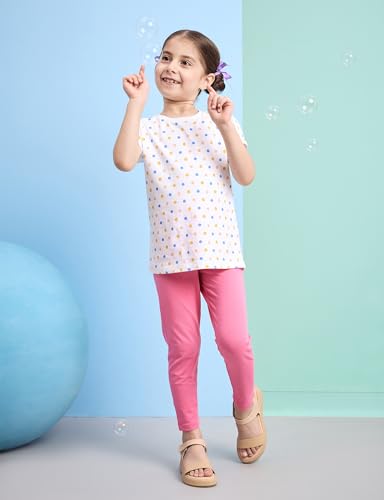 Image of Amazon Brand - Symbol Girl's Cotton Jersey Stretchable Leggings | Ankle Length | Aged 2-14 Years