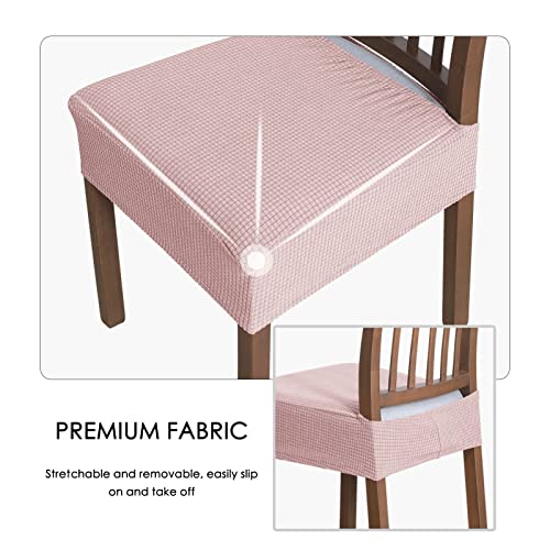 Forcheer Water Resistant Dining Chair Seat Covers For Dining Room Chairs Set Of 6, Stretch Jacquard Removable Washable Chair Seat Slipcovers Protector Rear-Covered, Pink #TOP5
