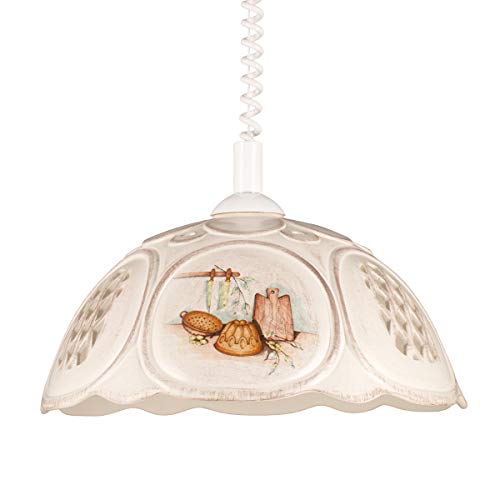 Preisvergleich Produktbild Helios Leuchten 207064 Küchenlampe Keramiklampe braun / Pendellampe Pendelleuchte aus Keramik / höhenverstellbare Keramikleuchte / Hängelampe 1 x E27