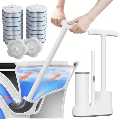 Cinola Disposable Toilet Brush and Plunger Set, Dual Handdle Toilet
