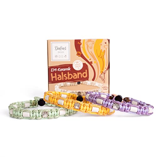 Dalias Dogs - Premium EM-Keramik Hundehalsband Katze Halsband Hund Schmuckhalsband Hundehalsband Paracord(15-20 cm, Honig Pastell)