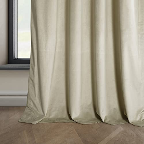 Image of HPD Half Price Drapes Signature Plush Velvet Blackout Curtains for Bedroom (1 Panel), 50W X 84L Hotel Black Out Curtains for Living Room, Thermal Insulated Blackout Curtains for Windows, Angora Beige