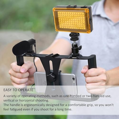 Image of Smartphone Video Rig, Phone Video Stabilizer Camera Case Mount Holder for Filmmaking and Vloging, with Cold Shoe Mount for Smartphone, for Streaming Equipment (RED Cage Rig)