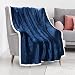 Sherpa/Plush Throw Blanket Blue Throw Size 50" x 60" Bedding Fleece Reversible Blanket for Bed and Couch, Super Soft Comfy Warm Fuzzy TV Blanket