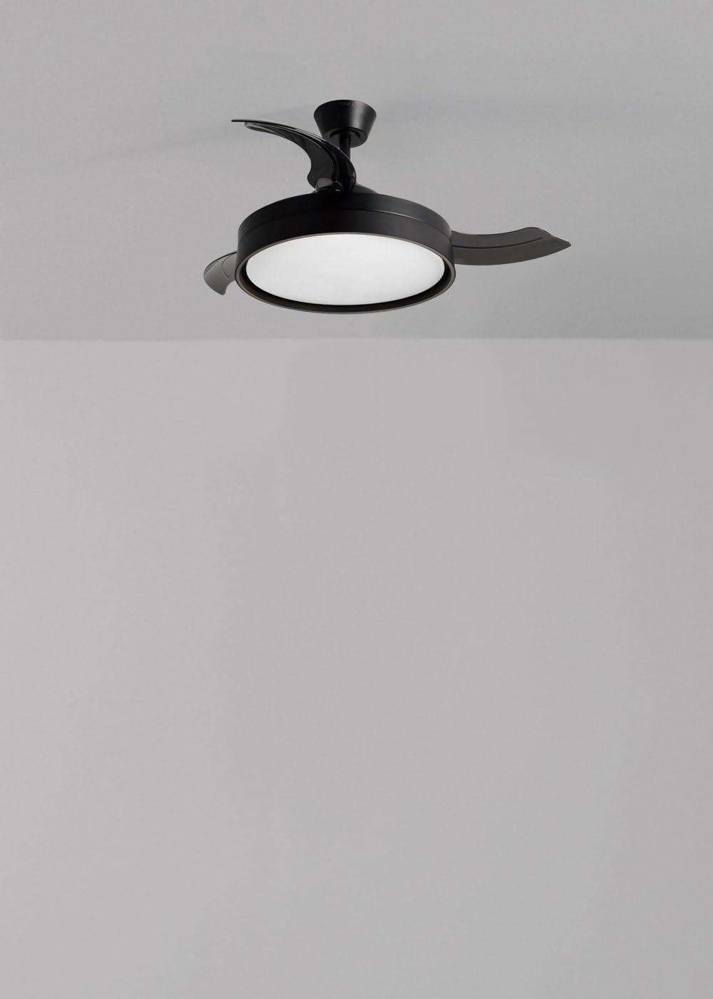 CREATE / WIND CLEAR EDGE/Ventilador de techo con luz negro con mando / 40W, Silencioso, Ø107 cm, 6 velocidades, aspas retráctiles, programable, función verano-invierno, luz led 3 temperaturas