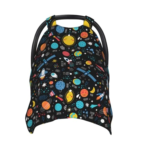 Image of Space Baby Car Seat Canopy Cover, Space Baby Stuff for Boys Girls, Stroller Cover for All Seasons