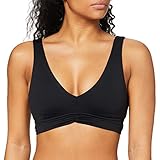 black bikini tops near me gerafftes Unterbrustband Seafolly Damen V Neck Crop Top Bikini, Black, 38