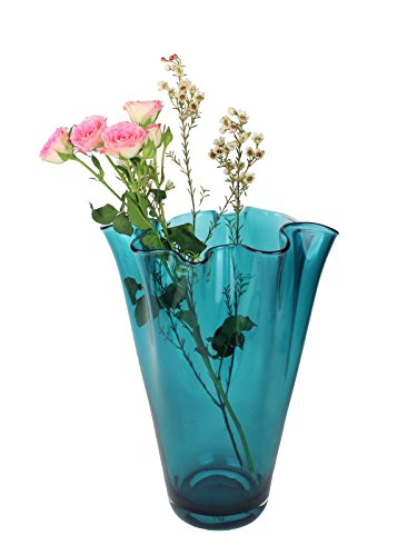 SIGNATURE HOME COLLECTION glazen vaas mondgeblazen decoratieve ovaas bloemenvaas turquoise, glas, 21 x 21 x 30 cm - Afbeelding 3