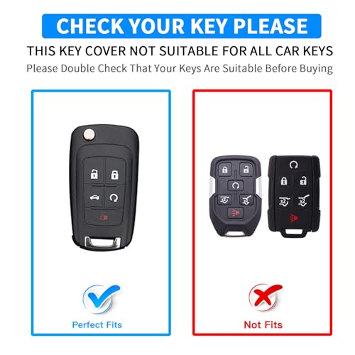 Image of QBUC for Chevy Key Fob Cover with Keychain Fit for Chevrolet Equinox Buick Camaro Cruze Malibu Impala Sonic Full Protection (Silver /Black)