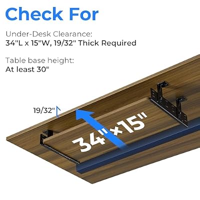 EUREKA ERGONOMIC Adjustable Keyboard Tray Under Desk, 28x11 Inch Large Slide Out Keyboard & Mouse Platform Tray, Wooden Pull Out Computer Keyboard Drawer for Typing Home Office Desk, Walnut