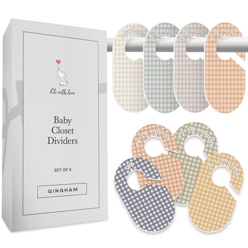 Image of Eli with Love Baby Closet Dividers (Gingham) - Ideal Baby Clothes Dividers – Organize Nursery Closet Hangers by Size/Age
