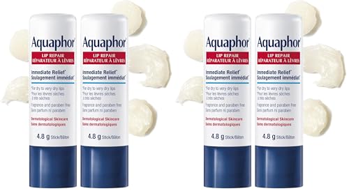 Image of Aquaphor Lip Repair Stick, Moisturizing Lip Balm Pack, Relieves Dryness, 0.17 Oz Stick, (Pack of 4)