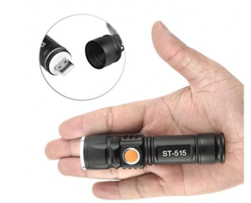 Mini Lanterna Tática Led AN-515 Potente Recarregável Via USB C Zoom