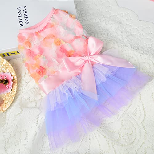 Dog Wedding Dress Dog Dresses For Small Dogs Girl Summer Puppy Clothes Outfit For Chihuahua Yorkie Teacup Shih Tzu Pink Holiday Cute Bowknot Pet Skitrt Apparel For Cats Clothing (X-Small, Pink) #TOP4