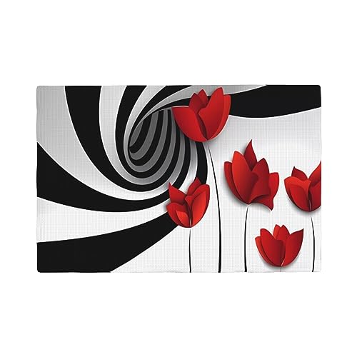 Lot de sets de table de cuisine thermorésistant napperon lin lavable rouge 30x45cm - 2