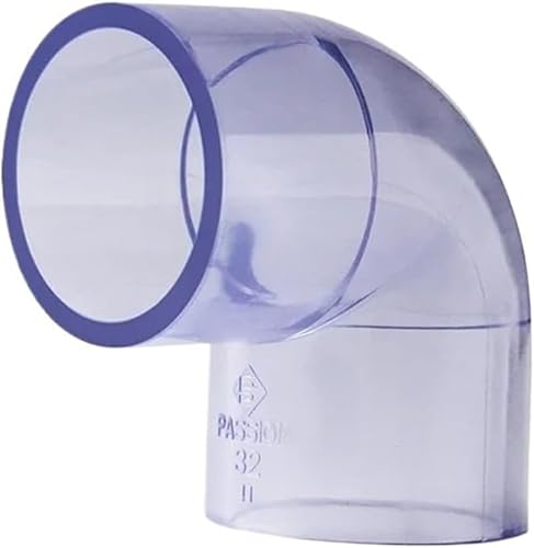Transparent 90 Degree Aquarium Pipe Elbow Connector, 20 mm Fish Tank Water Pipe Fitting, Clear Direct Feed Joint for Tubing(32mm Elbow)