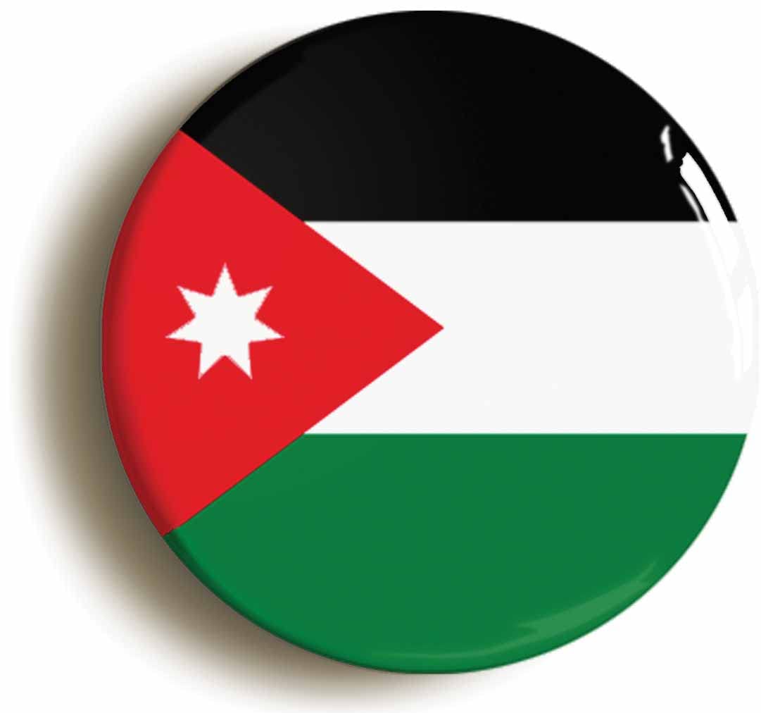 Jordan National Flag Fridge Magnet (Circular 2inch / 50mm Diameter)