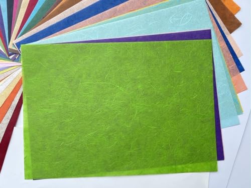 50 Design A4 Natural Fiber Mulberry Tree Mulberry Paper Sheets Art Tissue Washi Paper Design Craft Art Origami Suppliers Card Making Writing Painting 50 Sheets (Mixed Colors Flowers etc.,, A4) - Thumbnail 4