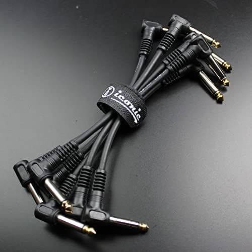 6 Pack 1/4" Right Angle 6" Effects Pedal Board Patch Jumper Instrument Cables Cords