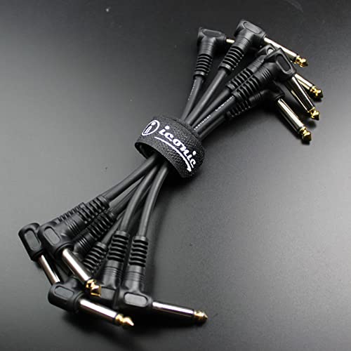 6 Pack 1/4" Right Angle 6" Effects Pedal Board Patch Jumper Instrument Cables Cords #TOP3