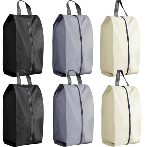 6 Pcs Shoe Bags for Travel Waterproof Dustproof Shoe Storage Organizer Pouches for Men Women Kids Durable Lightweight Shoe Protection Bags for Football Boots Golf Shoes Hiking Boots