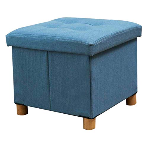 EAZBRIDGE Pouf poggiapiedi con Contenitore in Tessuto Denim Imbottito poggiapiedi cubo di Seduta per Soggiorno sgabelli poggiapiedi Sgabello per Scarpe Baule Pieno di Stelle