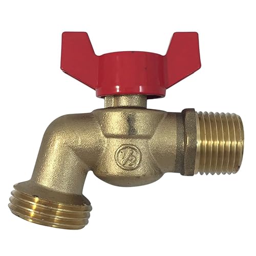 Brass Ball Hose Bibb Compares to Arrowhead Brass [79-210] 1/2" Male NPT MIP Inlet with 3/4 water hose outlet ideal for gardens, patios, boiler drain - Llave de Manguera Esfera Mariposa 1/2"