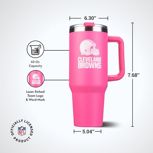Image of The Memory Company Officially Licensed NFL - Cleveland Browns 40oz Pink Game Day Tumbler with Team Logo