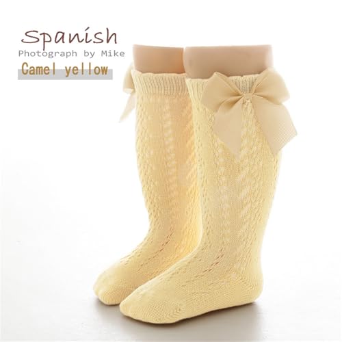 BILIKEYU Baby Toddler Little Girls Bow Mid Calf Socks Breathable Soft Cotton Knitted Socks for Kids 0 to 72