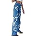 Loalirando Jeans a Vita Alta da Donna Pantaloni a Gamba Larga Streetwear Stile Y2K Pantaloni Vintage Larghi con Stampa a Cuore(Blu S)