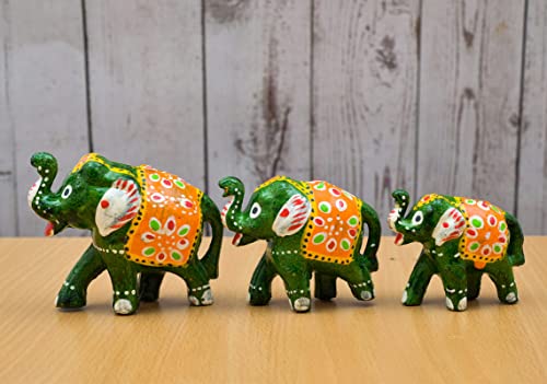 Image of Diwali Gifts I Elephant Showpiece for Home Decore, Sculpture of Hathi for Interior Table Top Decoration (Set of 3)