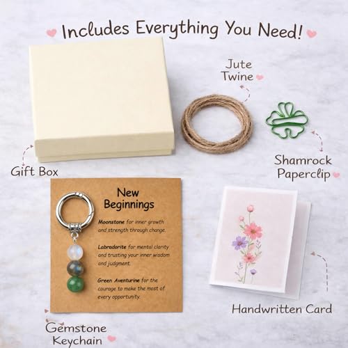 Image of Crystal Keychain Gift for New Beginnings, Farewell Coworker Gift, Healing Crystal Keyring, Graduation Gift