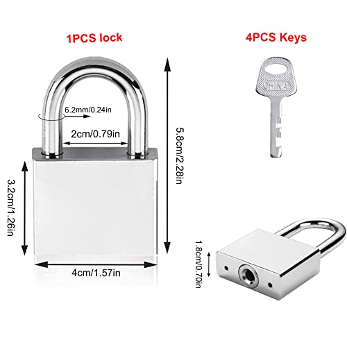 Xingrun Padlock 40 mm with 4 Keys, Locks with Keys, Padlock for Locker Shed, Garages, Fences, Garden, Silvery - Image 2