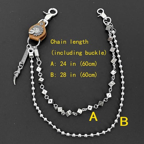 Image of Men Bicycle Strong Heavy Punk Rocker Biker Jeans Pants Chain Studs Keel Key Chain Mens Wallet Chain