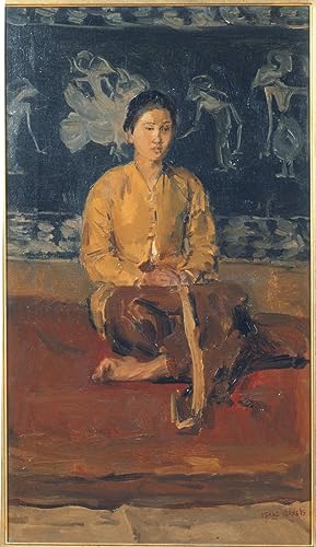 Tableau une femme javanaise assise décoration murale vintage Isaac Israels poster chambre 60x90