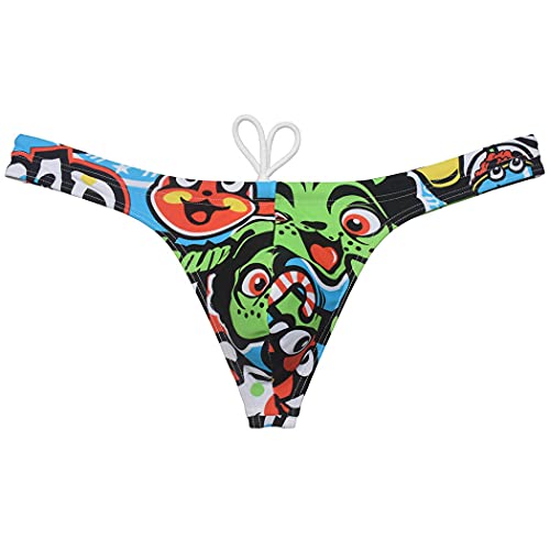 Orocojuco Sexy Men's Swim Thong Bikini Swimwear Board Surf Short Trunks Contour Pouch Tangas Swimsuit Cartoon Face L #TOP29