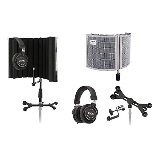 LyxPro VRI-30 Sound Absorbing Vocal Recording Microphone Isolation Shield Panel Studio Monitor Professional Headphones With Adjustable Universal Smartphone Tablet Holder & Extra Detachable Clip