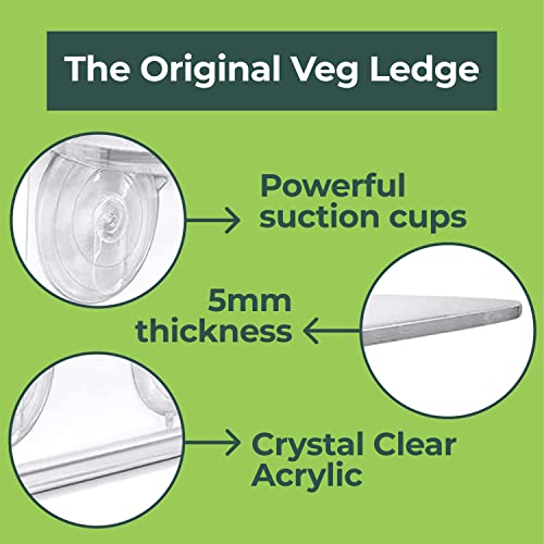 Image of Window Garden Double Veg Ledge - Window Shelf for Plants, Clear Acrylic Shelves - Suction Cup Indoor Plant Holder - Glass Window Sill Extender for Microgreens Kit, Planters (1 Pack)