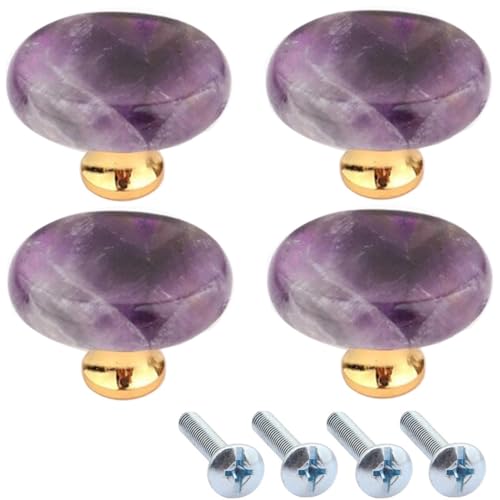 ZESLIV Lot de 4 boutons de meuble en pierre naturelle - Poignée à un trou - Bouton de tiroir - Boutons de porte d'armoire