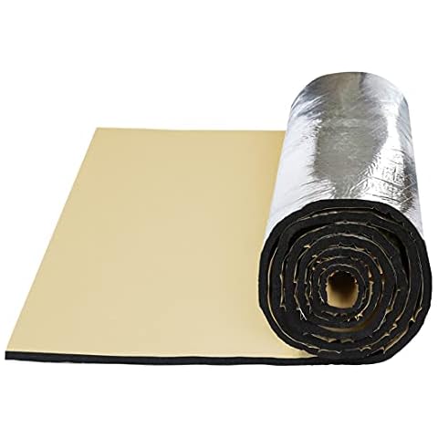uxcell 394mil 10mm 16.36sqft Car Exhaust Muffler Heat Sound Deadener Insulation Mat Sound Deadening Mat Aluminum Foil Foam for Hood Fender 60" x 40" for Car Cover