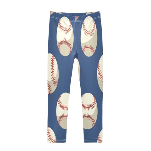 Toddler Girls Leggings Printed Yoga Pants Leggings Blue Background Baseball for Kids