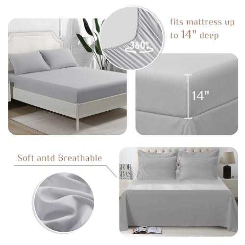 JOLLYVOGUE Light Grey Twin Size Comforter Set - Ultra-Soft Bedding Set for All-Season Warmth - Bed in a Bag 5 Pieces with Sheets, Pillowcases & Shams by JOLLYVOGUE - Image 4