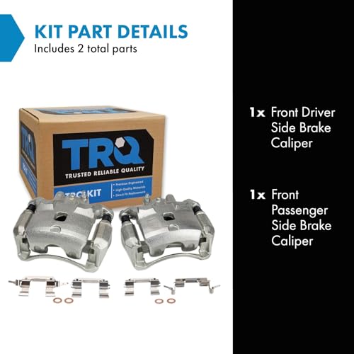 Image of TRQ Front Driver and Passenger Side Brake Caliper Set 2 Piece Caliper Brackets Hardware for 13-19 Nissan Sentra 07-12 Sentra S 07-12 SL Base Model 09-12 SR