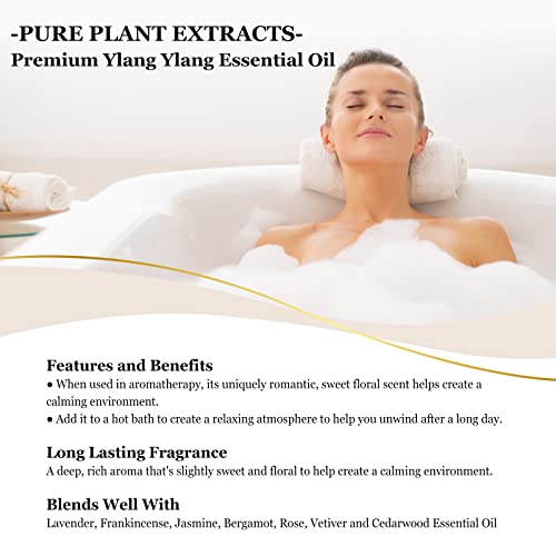 Euqee Ylang Ylang Essential Oil 10 Ml Premium Ylang Ylang Oil Pure & Natural Essential Oil Perfect For Diffusers, Aromatherapy, Skin Care- 0.33 Fl. Oz #TOP3