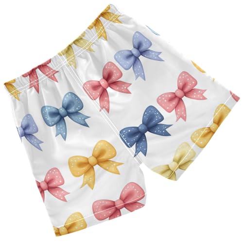 Pigsaly Boys Swim Trunks Cute Colorful Ribbon Bow Boys Board Shorts Swimsuit Swimwear Summer Bathing Suit XS2