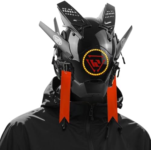 Marikito Cyberpunk Maske Für Herren – Futuristischer Helm Mit Flügel Der Zukunft, Verstellbarer Klettverschluss, Für Halloween, Cosplay & Motto-Partys